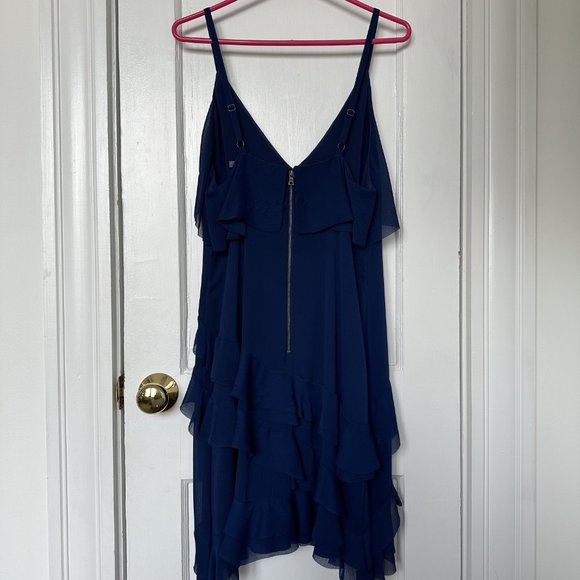 Alice + Olivia Blue Ruffle Mini Dress Size 10 - Picture 3 of 4